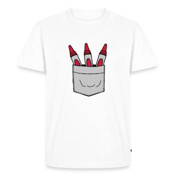 Poche de poitrine emportez des crayons de cire avec vous lors de vos déplacements - T-shirt Premium bio Homme - blanc - Devant - Nico (187cm)
