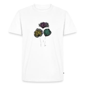 Abstrait Fine Line Fleurs Colorées - T-shirt Premium bio Homme - blanc - Devant - Nico (187cm)