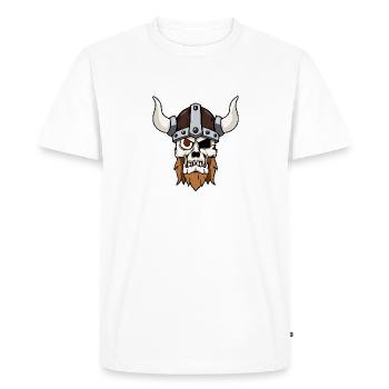Viking skull with helmet and beard - Men's Premium Organic T-Shirt - white - Front - Nico (187cm)