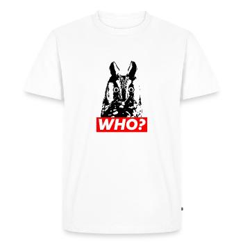 QUI? Qui? Hibou? - T-shirt Premium bio Homme - blanc - Devant - Nico (187cm)