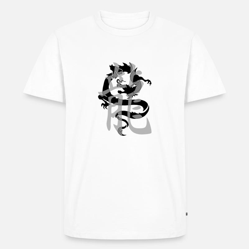 Drache5 Schwarzer Kanji-Drache - Männer Premium Bio T-Shirt - Weiß