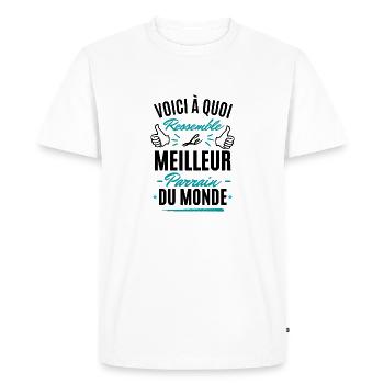 Le Meilleur Parrain du Monde - Cadeau Humour - T-shirt Premium bio Homme - blanc - Devant - Nico (187cm)