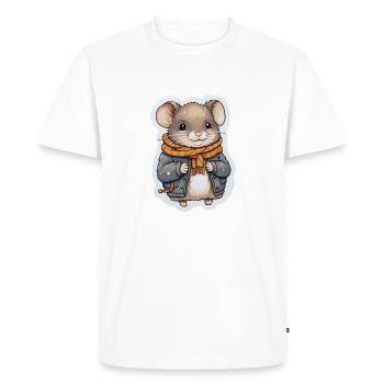 Mouse in cold season - Men's Premium Organic T-Shirt - white - Front - Nico (187cm)