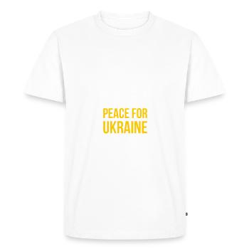 PEACE FOR UKRAINE with dove of peace - Men's Premium Organic T-Shirt - white - Front - Nico (187cm)