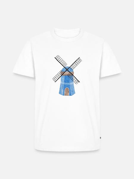 Windmühle blau - Männer Premium Bio T-Shirt - Weiß