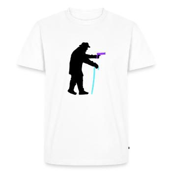 Grandpa robber silhouette with walking stick and gun - Men's Premium Organic T-Shirt - white - Front - Nico (187cm)