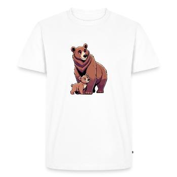 Ours brun mère et enfant - T-shirt Premium bio Homme - blanc - Devant - Nico (187cm)