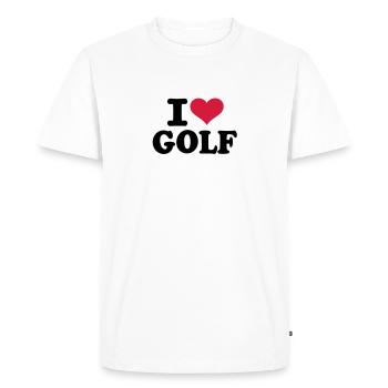 I love Golf - Men's Premium Organic T-Shirt - white - Front - Nico (187cm)