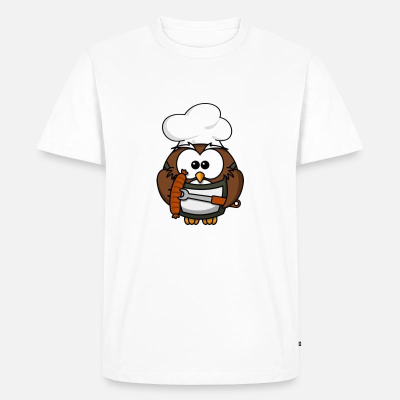 Eule Koch - Männer Premium Bio T-Shirt - Weiß