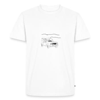 Je peux pas, j'ai trophy, version vêtements foncé - T-shirt Premium bio Homme - blanc - Devant - Nico (187cm)