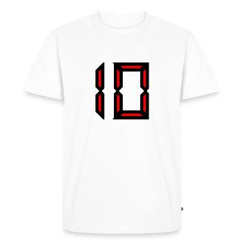 10. 10 ANS. 10e ANNIVERSAIRE. ANNIVERSAIRE 10 ANS. - T-shirt Premium bio Homme - blanc - Devant - Nico (187cm)