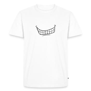 Sourire Maléfique Horreur Bouche Sourire Dents Comiques - T-shirt Premium bio Homme - blanc - Devant - Nico (187cm)