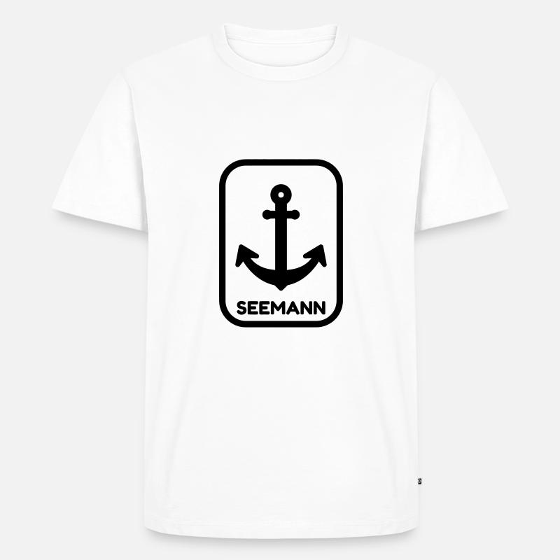 Seemann / Boot / Seebär / Segelboot - Männer Premium Bio T-Shirt - Weiß