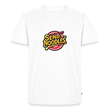 Send Noodles / Sende Nudeln - Men's Premium Organic T-Shirt - white - Front - Nico (187cm)