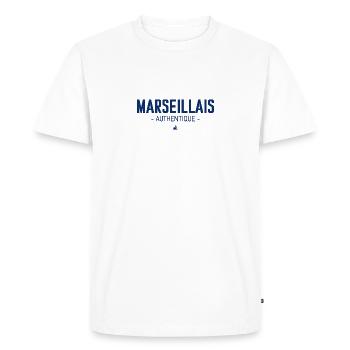 Marseillais authentique - T-shirt Premium bio Homme - blanc - Devant - Nico (187cm)