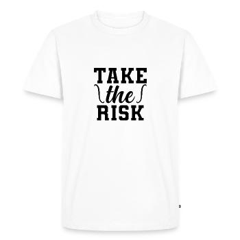 Take the Risk - Men's Premium Organic T-Shirt - white - Front - Nico (187cm)