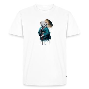 chien geisha, chien comme geisha, anime, geisha, chien - T-shirt Premium bio Homme - blanc - Devant - Nico (187cm)