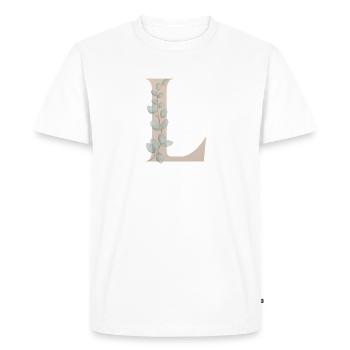 Lettre L avec vrille de fleur - T-shirt Premium bio Homme - blanc - Devant - Nico (187cm)
