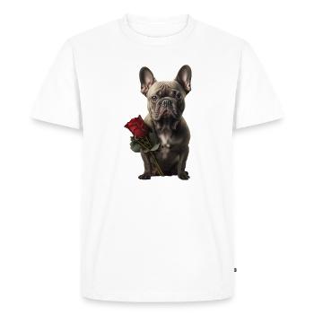 Français Bulldog Saint-Valentin - T-shirt Premium bio Homme - blanc - Devant - Nico (187cm)