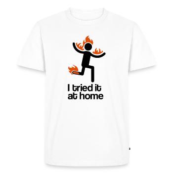 i tried it at home - Men's Premium Organic T-Shirt - white - Front - Nico (187cm)