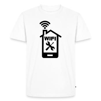 Logo de la maison du smartphone Home WIFI avec outils - T-shirt Premium bio Homme - blanc - Devant - Nico (187cm)