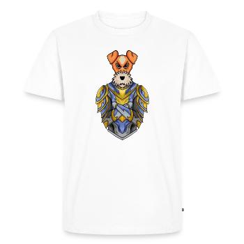 Knight Dog Dog Breed Fox Terrier with Armor - Men's Premium Organic T-Shirt - white - Front - Nico (187cm)