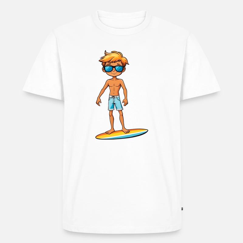 Cooler junger Surfer Dude Boy - Männer Premium Bio T-Shirt - Weiß