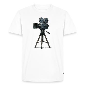 Trépied d’appareil photo argentique vintage - T-shirt Premium bio Homme - blanc - Devant - Nico (187cm)