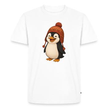 Dessin animé drôle de manchot Chapeau du Pérou joie mignonne - T-shirt Premium bio Homme - blanc - Devant - Nico (187cm)