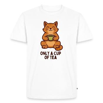 Kitten Tea Moment - Men's Premium Organic T-Shirt - white - Front - Nico (187cm)