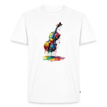 Violon avec de la peinture qui goutte - T-shirt Premium bio Homme - blanc - Devant - Nico (187cm)