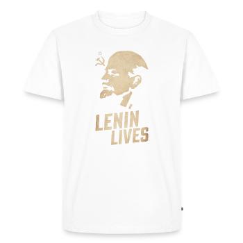 Lénine vit - T-shirt Premium bio Homme - blanc - Devant - Nico (187cm)