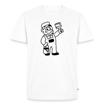 Peintre au pinceau et de la peinture - ligne - T-shirt Premium bio Homme - blanc - Devant - Nico (187cm)