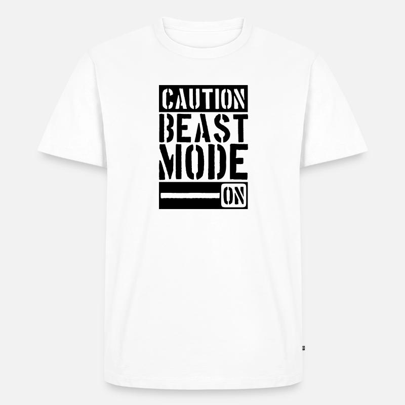 Caution Beast Mode On - Männer Premium Bio T-Shirt - Weiß