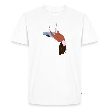 Fille sur balançoire - T-shirt Premium bio Homme - blanc - Devant - Nico (187cm)
