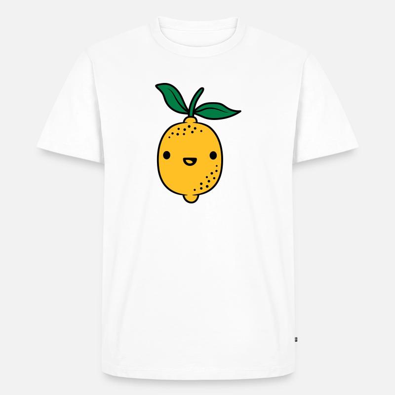 Kawaii Zitrone Obst - Männer Premium Bio T-Shirt - Weiß