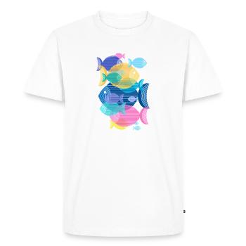 Poissons (Banc, Motif) - T-shirt Premium bio Homme - blanc - Devant - Nico (187cm)
