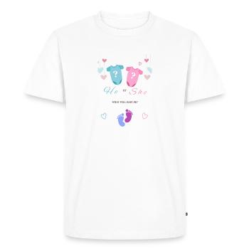 Fête de révélation de genre - Garçon ou fille - T-shirt Premium bio Homme - blanc - Devant - Nico (187cm)