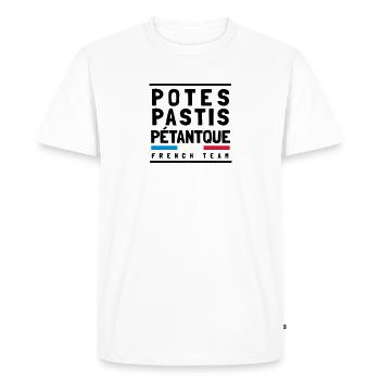 french team : potes pastis pétanque - T-shirt Premium bio Homme - blanc - Devant - Nico (187cm)