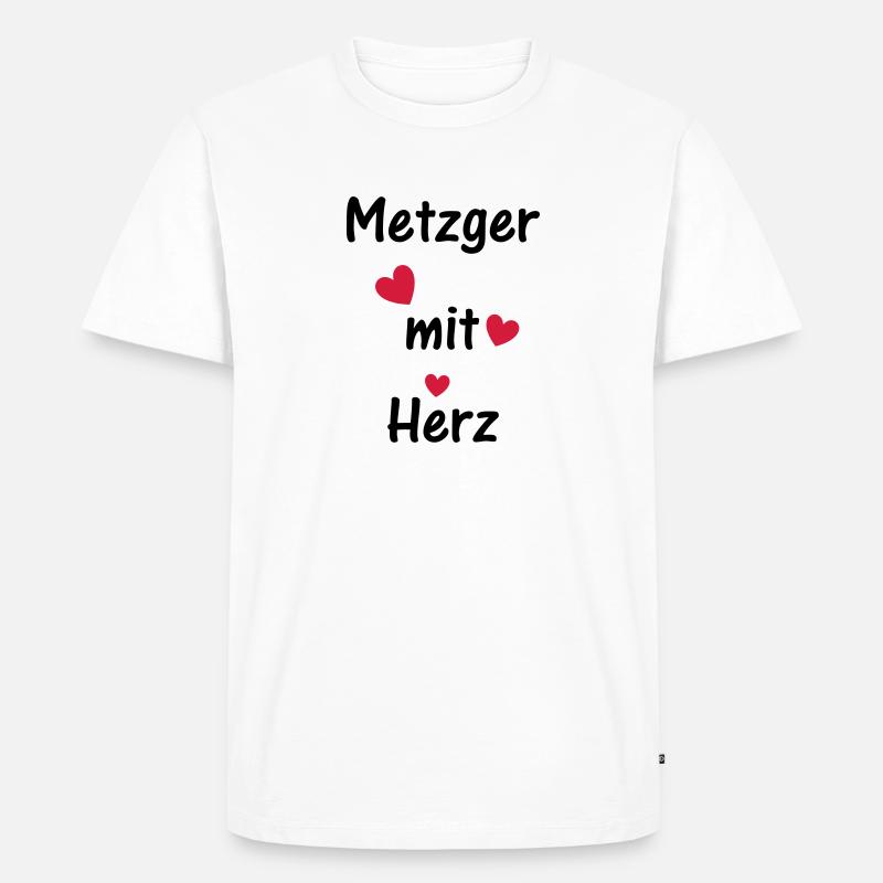 Metzger mit Herz - Männer Premium Bio T-Shirt - Weiß