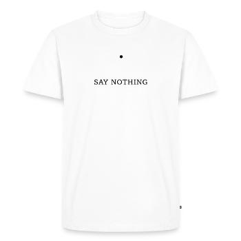 Silence — Conception typographique minimaliste - T-shirt Premium bio Homme - blanc - Devant - Nico (187cm)