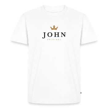 Logo de la famille John Original - T-shirt Premium bio Homme - blanc - Devant - Nico (187cm)