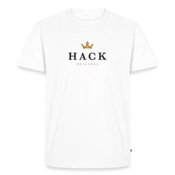 Hack Original Family Logo - Men's Premium Organic T-Shirt - white - Front - Nico (187cm)