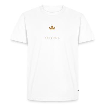 Logo original de la famille Peter - T-shirt Premium bio Homme - blanc - Devant - Nico (187cm)