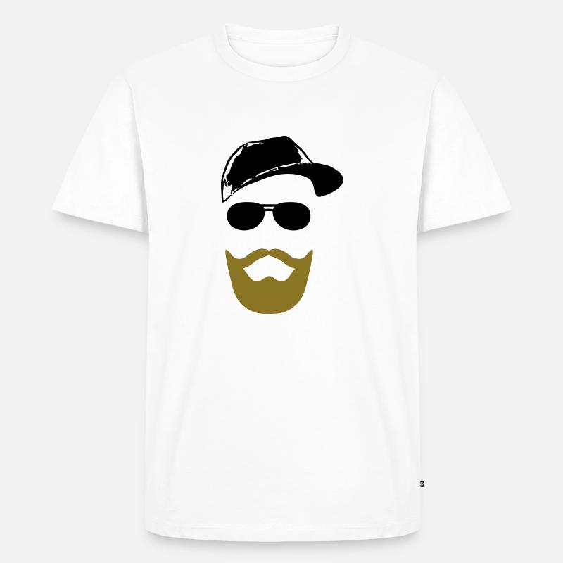 Gesicht mit Bart - Männer Premium Bio T-Shirt - Weiß