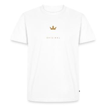 Large Original Family Logo - Men's Premium Organic T-Shirt - white - Front - Nico (187cm)