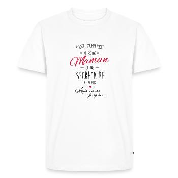 maman et Secrétaire - T-shirt Premium bio Homme - blanc - Devant - Nico (187cm)