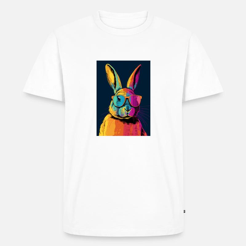Rabbit with Sunglasses - Männer Premium Bio T-Shirt - Weiß