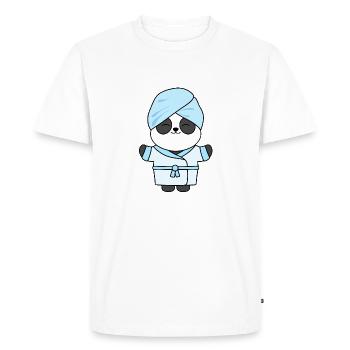 funny panda spa day relaxed in robe - Men's Premium Organic T-Shirt - white - Front - Nico (187cm)