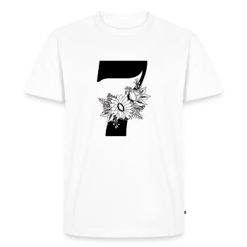 Number 7 Black Floral -7th Floral Anniversary - Men's Premium Organic T-Shirt - white - Front - Nico (187cm)